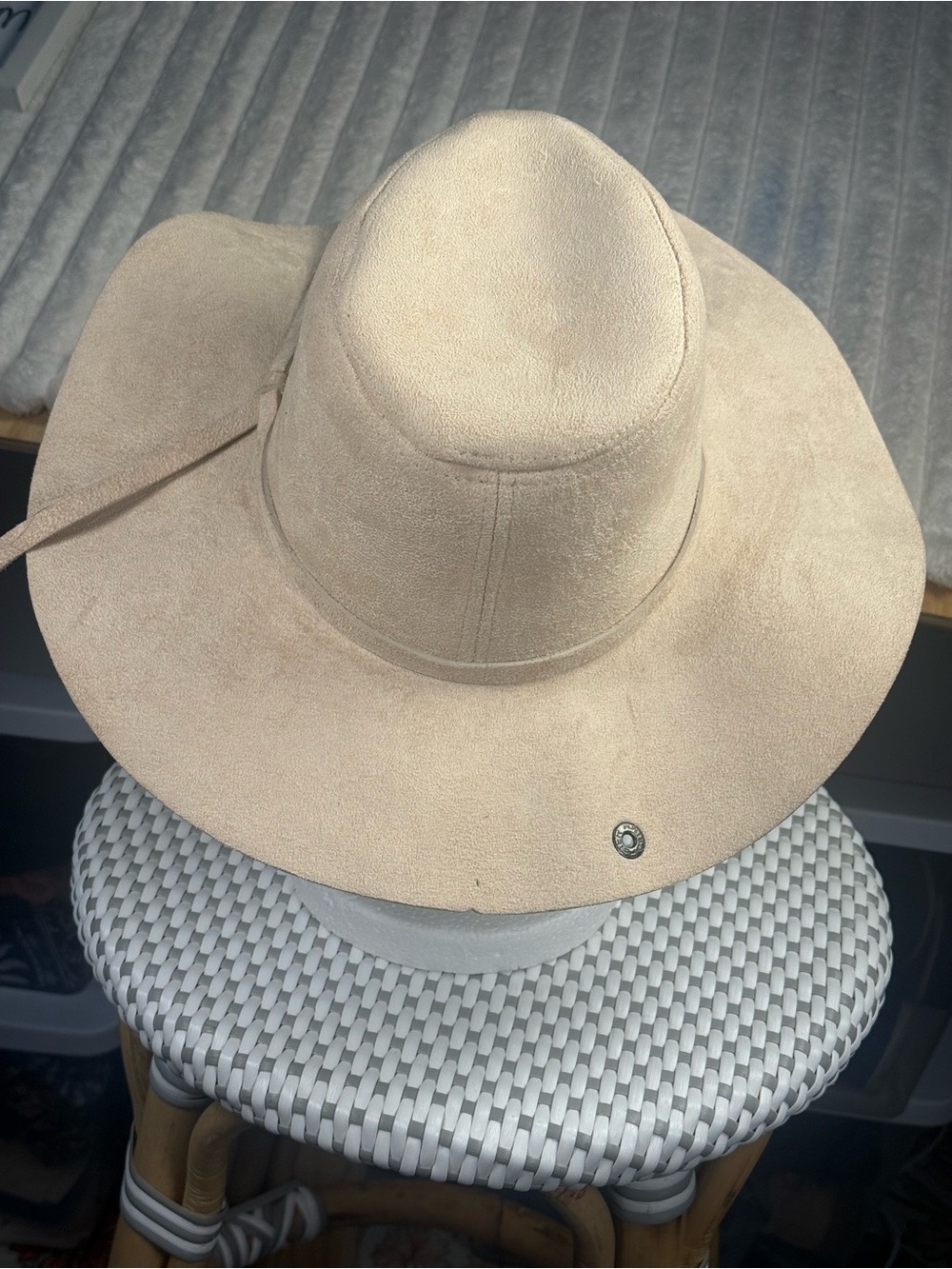 Peter Grimm Tan Poly Suede Wide Brim Hat One Size Festival Boho - Picture 4 of 10